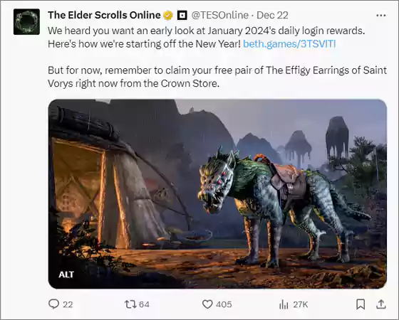 Elder Scrolls Online Twitter update